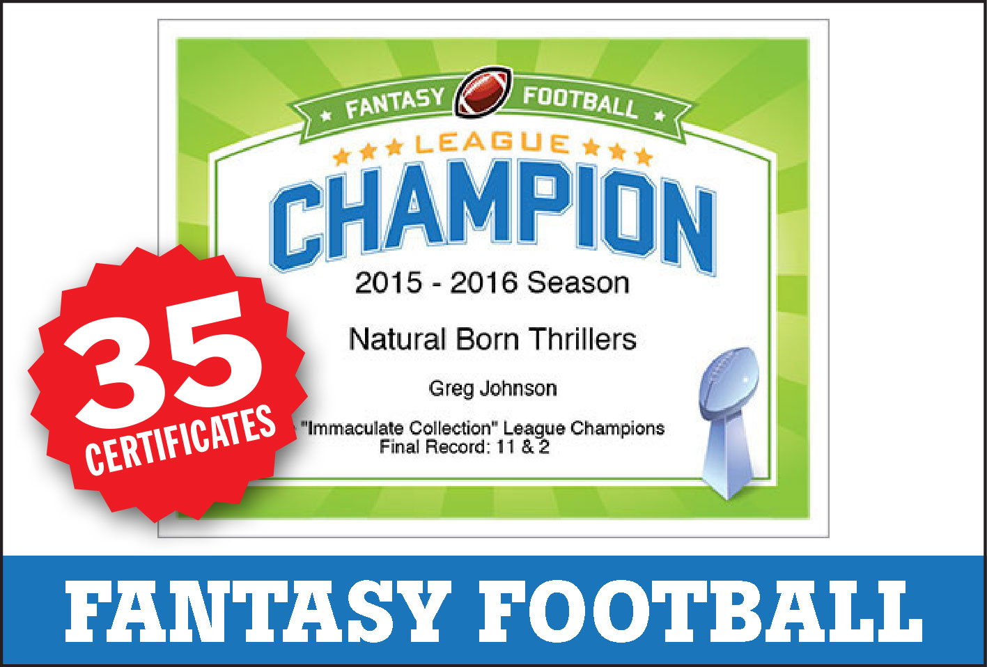 Fantasy Football Award Certificates Cranky Commissioner