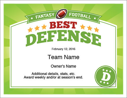 Best Defense Award Fantasy Football
