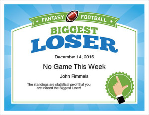 Biggest Loser Award Certificate | Fantasy Football