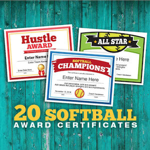 elite softball certificates button.